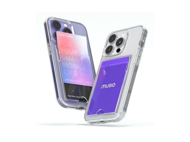 [아이폰 13 프로 맥스 휴대폰 넥 스트랩] 놓치지 마세요 뮤지오 듀얼슬롯 2장 수납 투명 범퍼 아이폰 카드 케이스